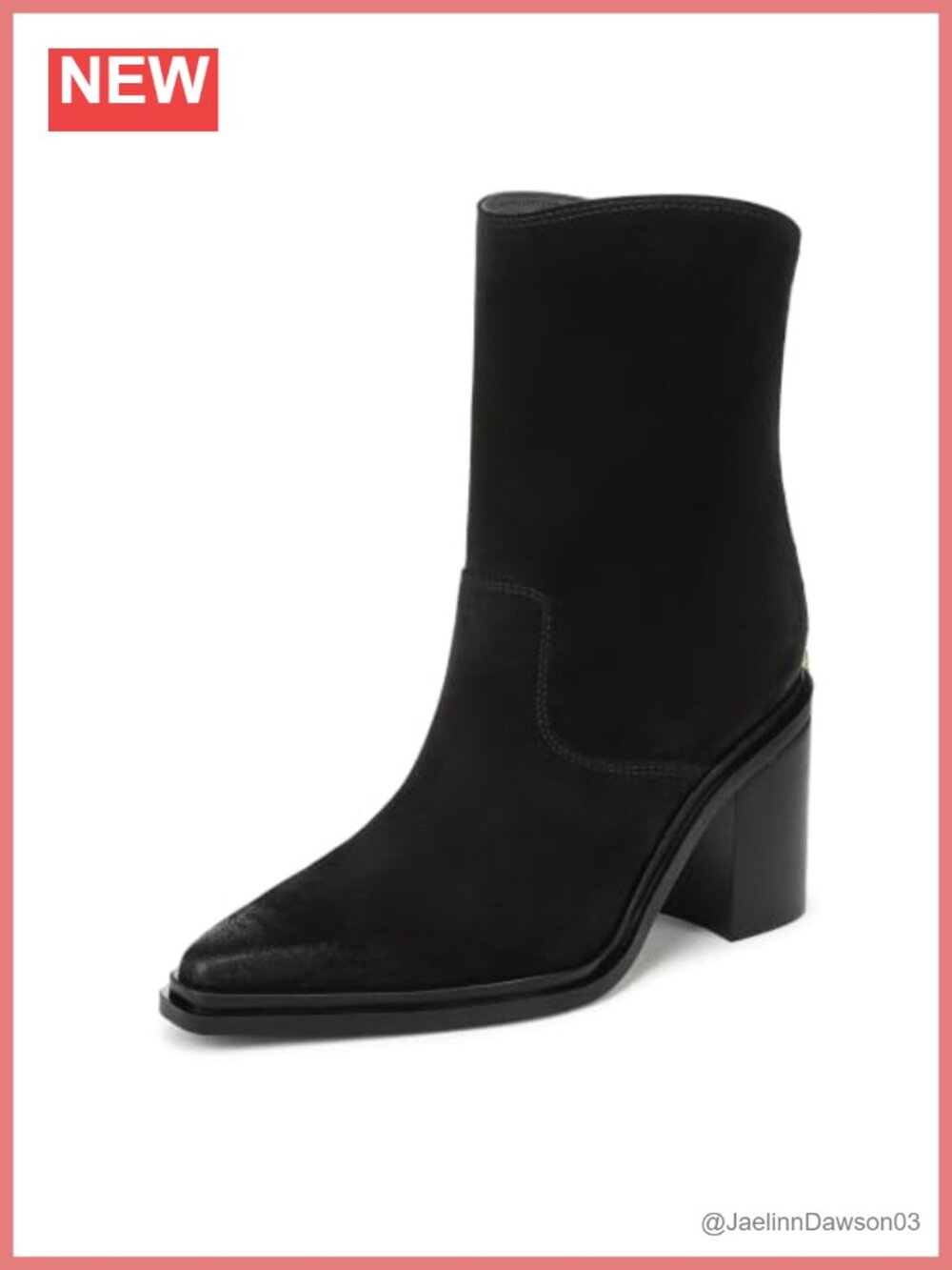 Women's Western Ankle Bootie Pointed Toe Block Heel Suede Pull-On Boot